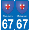 67 Mietesheim autocollant sticker plaque immatriculation auto ville