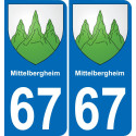 67 Mittelbergheim autocollant sticker plaque immatriculation auto ville