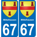 67 Mittelhausen placa etiqueta de registro de la ciudad