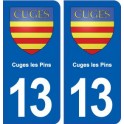 13 Cuges les Pins blason ville autocollant plaque sticker