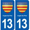 13 Cuges les Pins blason ville autocollant plaque sticker