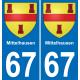 67 Mittelhausen autocollant sticker plaque immatriculation auto ville