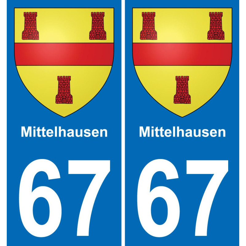 67 Mittelhausen placa etiqueta de registro de la ciudad