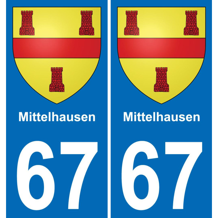67 Mittelhausen placa etiqueta de registro de la ciudad