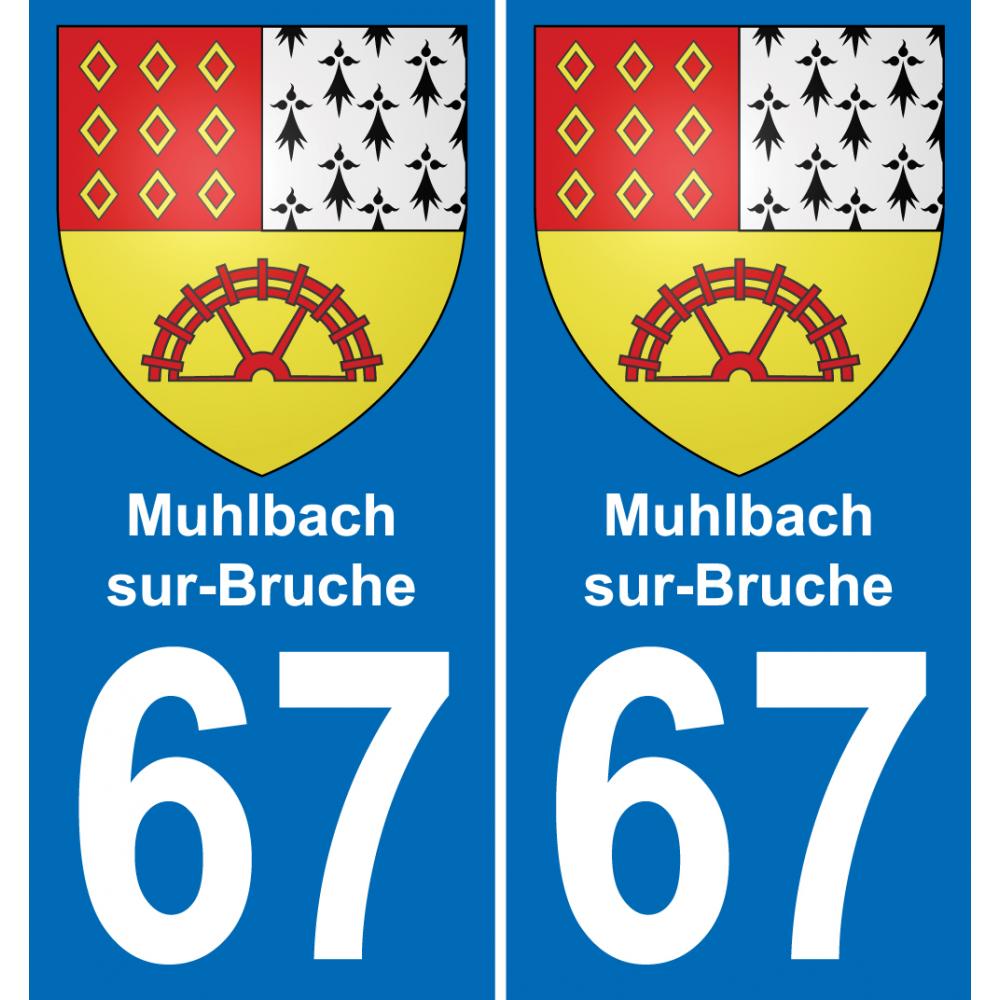 67 Muhlbach-sur-Bruche autocollant sticker plaque immatriculation auto ville