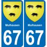 67 Mulhausen autocollant sticker plaque immatriculation auto ville