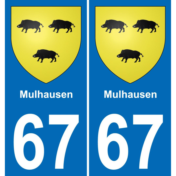67 Mulhausen placa etiqueta de registro de la ciudad