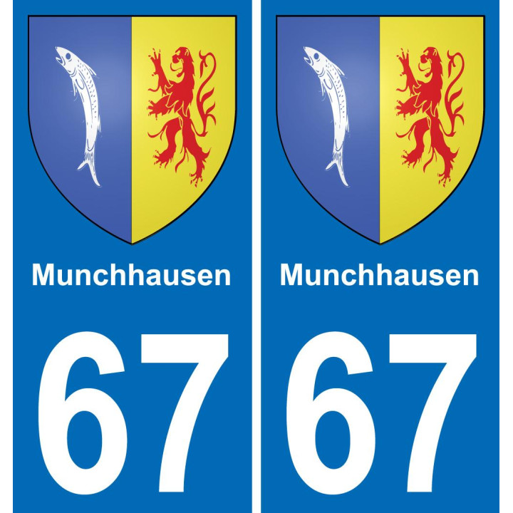 67 Munchhausen autocollant sticker plaque immatriculation auto ville