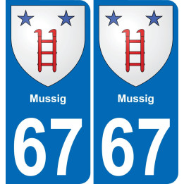 67 Mussig autocollant sticker plaque immatriculation auto ville