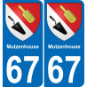 67 Mutzenhouse autocollant sticker plaque immatriculation auto ville
