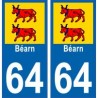 64 Bearn autocollant plaque