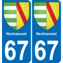 67 Neuhaeusel autocollant sticker plaque immatriculation auto ville