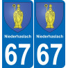 67 Niederhaslach placa etiqueta de registro de la ciudad