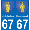 67 Niederhaslach autocollant sticker plaque immatriculation auto ville