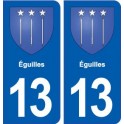 13 Éguilles coat of arms, city sticker, plate sticker