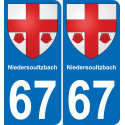 67 Niedersoultzbach placa etiqueta de registro de la ciudad
