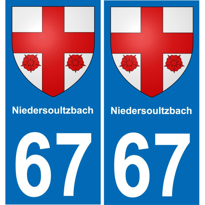 67 Niedersoultzbach placa etiqueta de registro de la ciudad