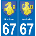 67 Nordheim placa etiqueta de registro de la ciudad
