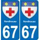 67 Nordhouse autocollant sticker plaque immatriculation auto ville