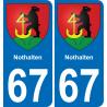 67 Nothalten autocollant sticker plaque immatriculation auto ville