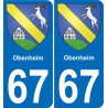 67 Obenheim placa etiqueta de registro de la ciudad