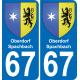 67 Oberdorf-Spachbach placa etiqueta de registro de la ciudad