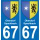 67 Oberdorf-Spachbach placa etiqueta de registro de la ciudad