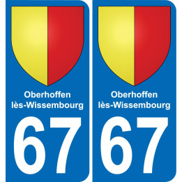 67 Oberhoffen-lès-Wissembourg autocollant sticker plaque immatriculation auto ville