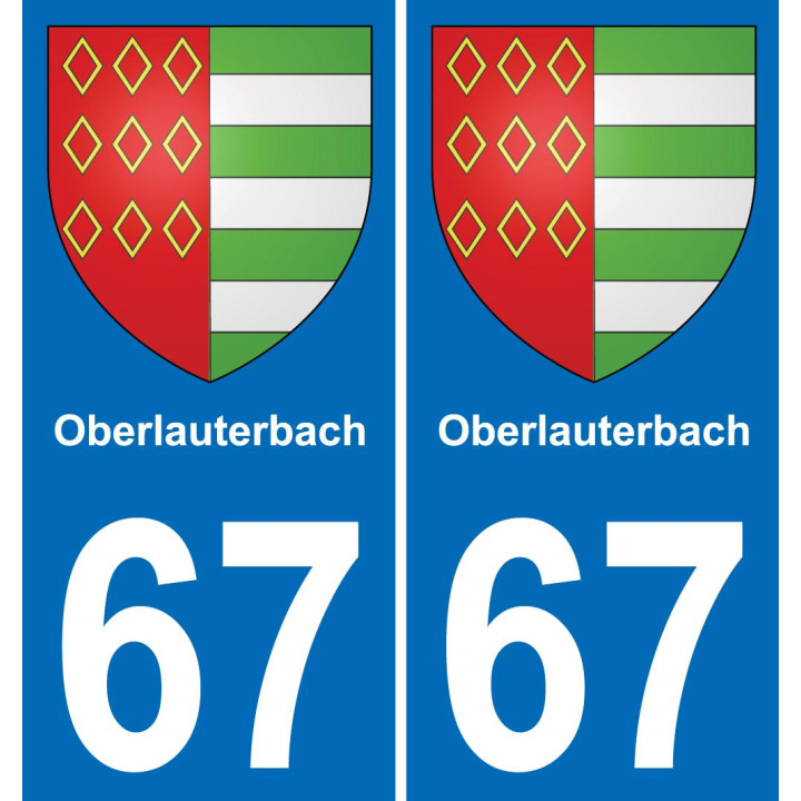 67 Oberlauterbach placa etiqueta de registro de la ciudad
