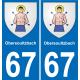67 Obersoultzbach autocollant sticker plaque immatriculation auto ville
