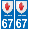 67 Odratzheim placa etiqueta de registro de la ciudad