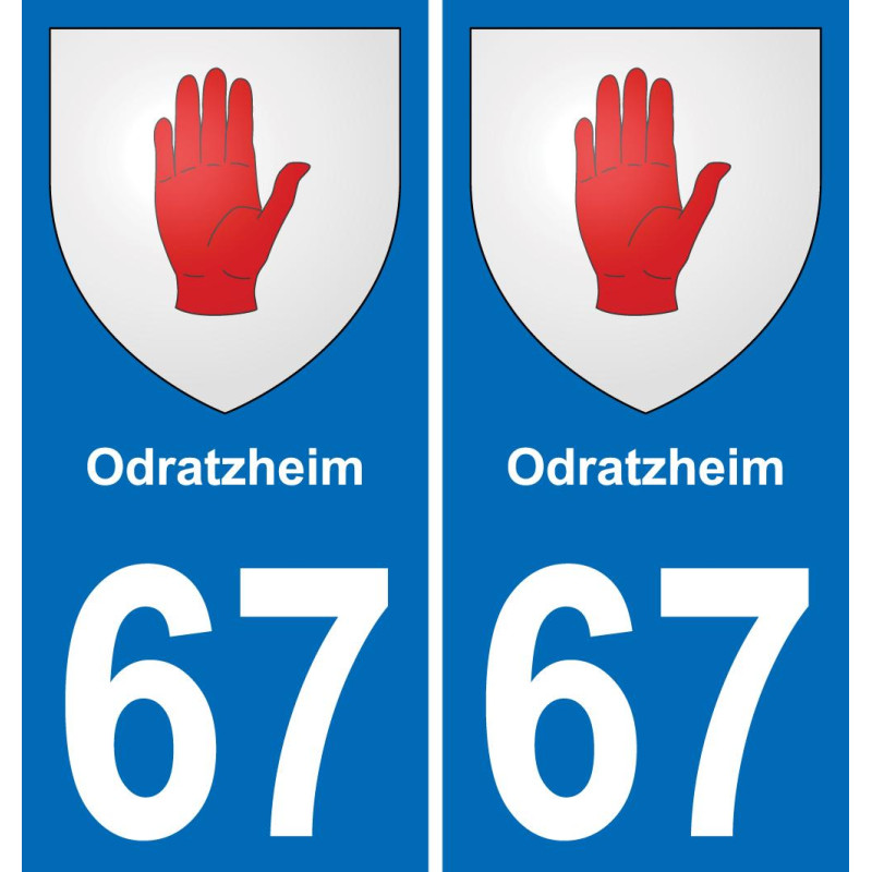 67 Odratzheim placa etiqueta de registro de la ciudad