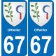 64 Pau autocollant sticker plaque immatriculation auto ville