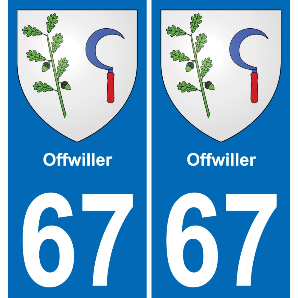 67 Offwiller placa etiqueta de registro de la ciudad