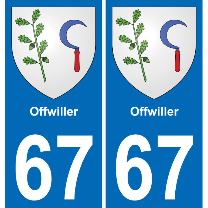 67 Offwiller placa etiqueta de registro de la ciudad