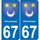 67 Ohnenheim placa etiqueta de registro de la ciudad