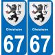 67 Olwisheim sticker plate registration city