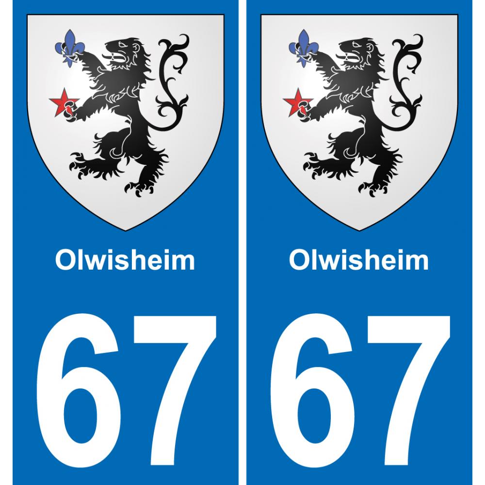 67 Olwisheim sticker plate registration city