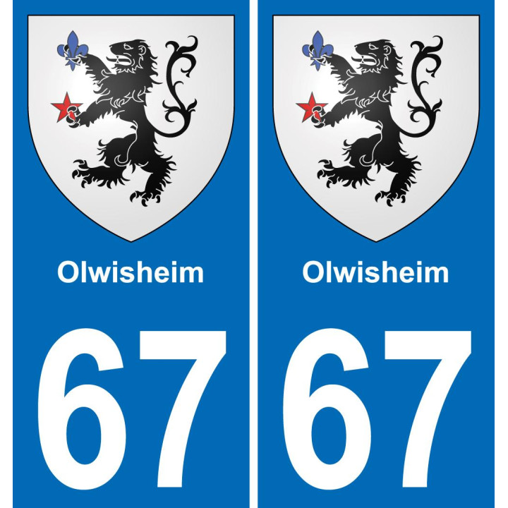 67 Olwisheim placa etiqueta de registro de la ciudad
