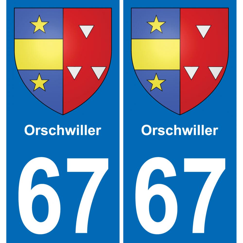 67 Orschwiller sticker plate registration city