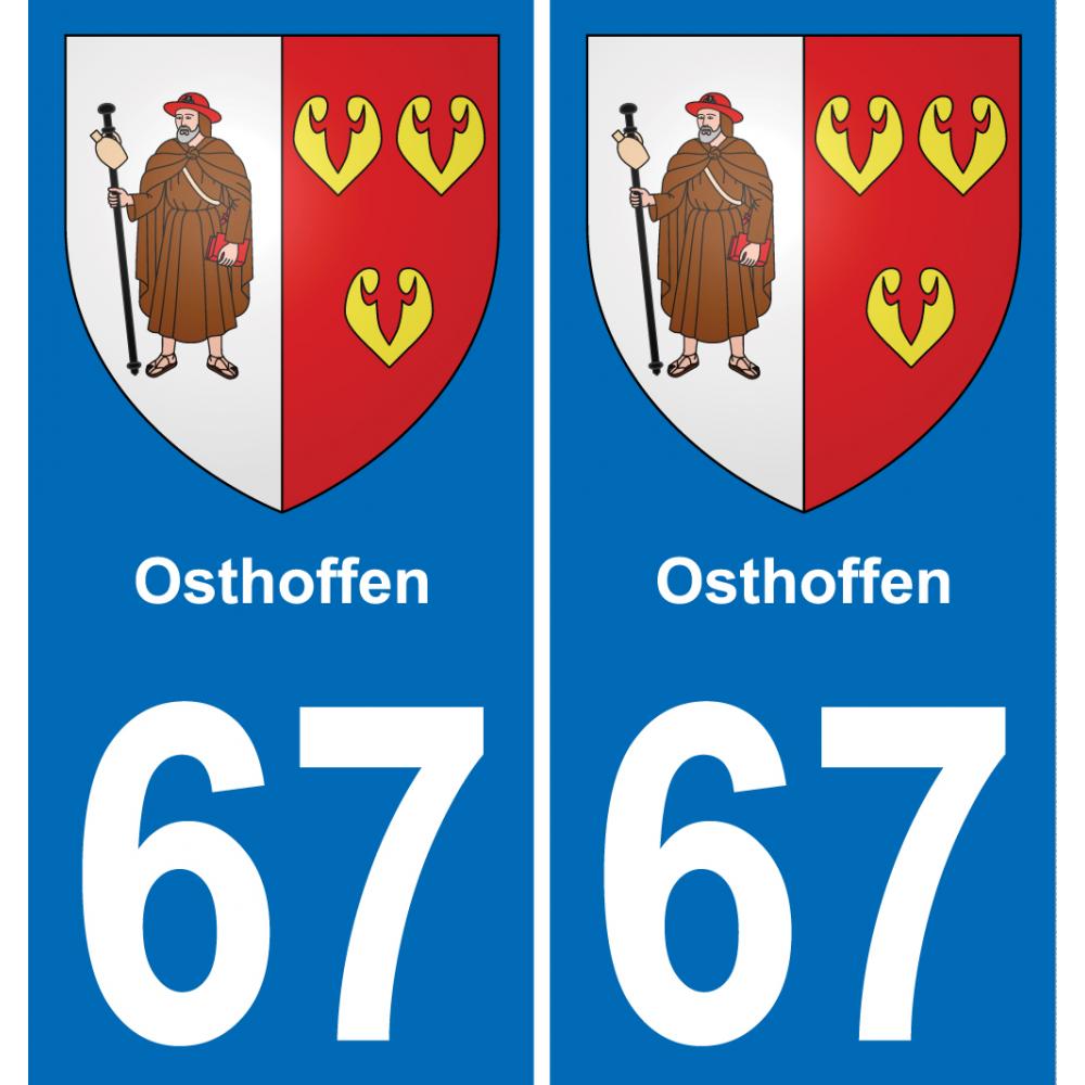 67 Osthoffen autocollant sticker plaque immatriculation auto ville
