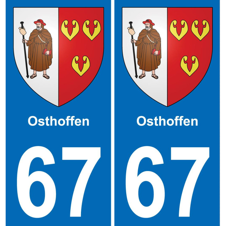 67 Osthoffen placa etiqueta de registro de la ciudad