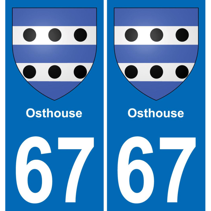 67 Osthouse autocollant sticker plaque immatriculation auto ville