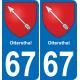 67 Ottersthal autocollant sticker plaque immatriculation auto ville