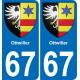 67 Ottwiller placa etiqueta de registro de la ciudad