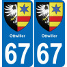 67 Ottwiller sticker plate registration city
