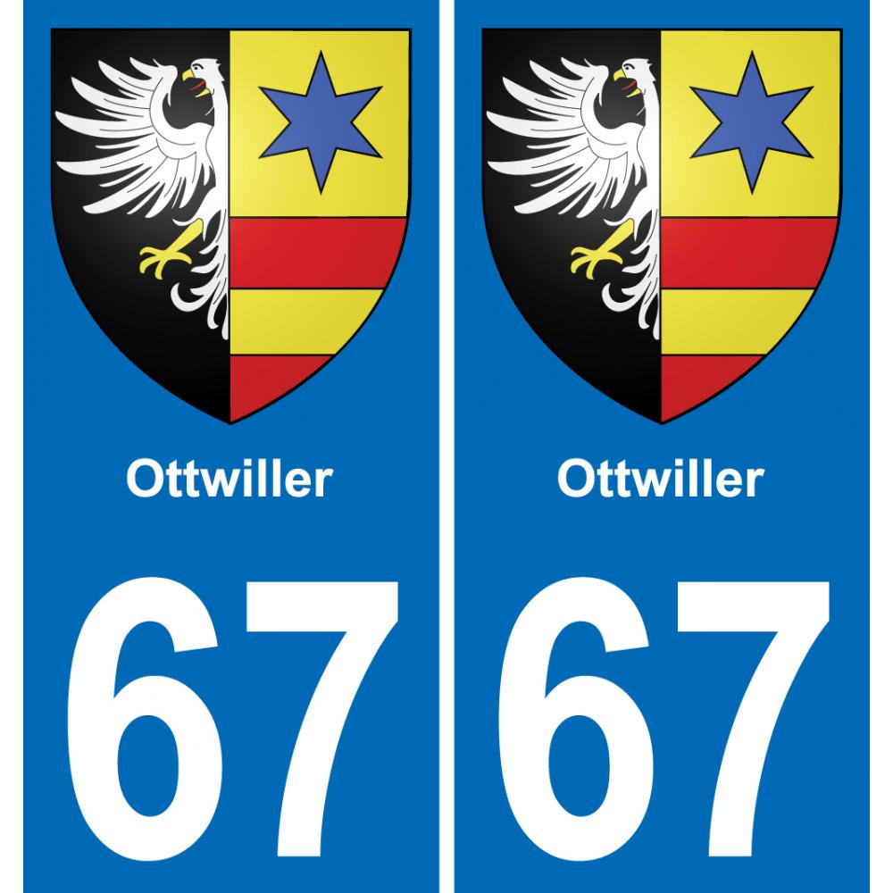 67 Ottwiller placa etiqueta de registro de la ciudad