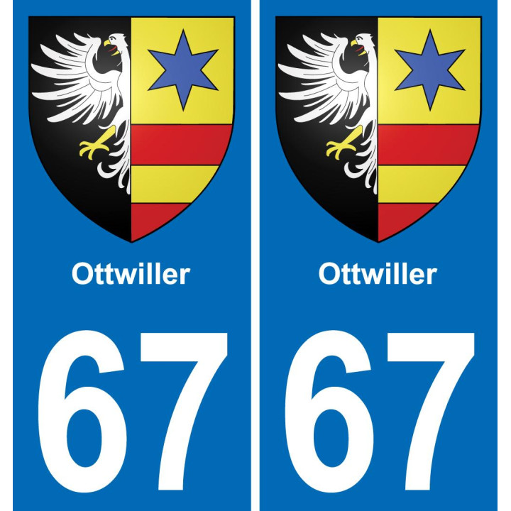67 Ottwiller placa etiqueta de registro de la ciudad
