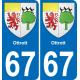 67 Ottrott autocollant sticker plaque immatriculation auto ville