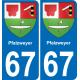 67 Pfalzweyer sticker plate registration city